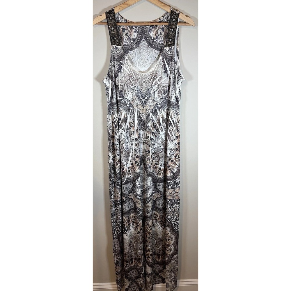 Apt. 9 Surplice V-Neck Maxi Dress‎ XL Ruched Comfy Stretch Geometric Sleeveless